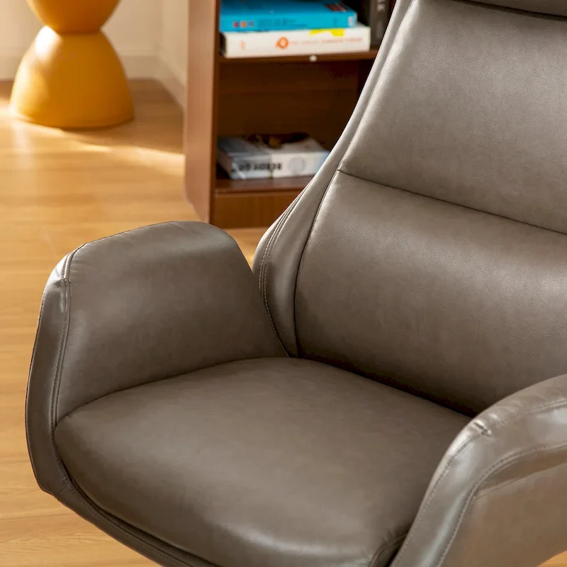 48-inch Mid-Century Adjustable Swivel Faux Leather Office Chair