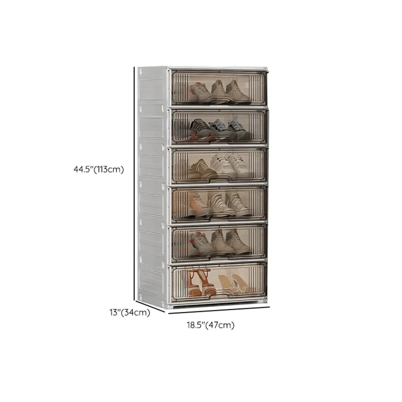 Durable Flip-up Glam Plastic Clear Shoe Boxes Stackable