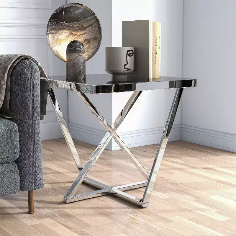 Drubeck Glam Mirrored End Table Chrome - HOMES: Inside + Out