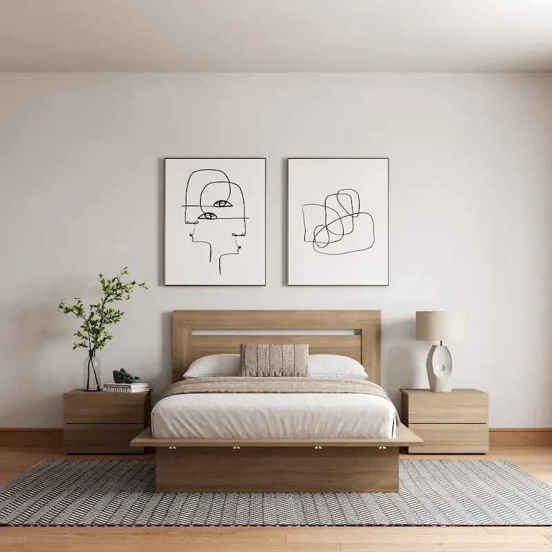 Malibu 4-Piece Bedroom Set with Bed, Headboard, and 2 Nightstands