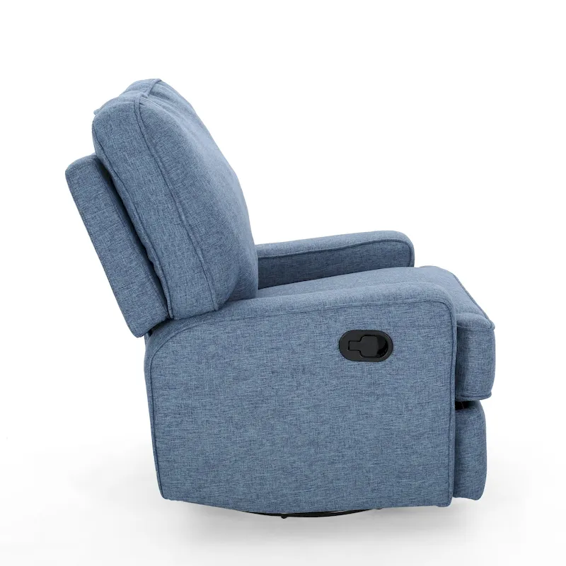 Charcoal/Navy Tweed Traditional Glider Recliner with Swivel, 1-Person