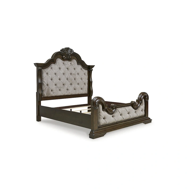 Signature Design by Ashley Maylee Dark Brown/Gray Upholstered Panel Bed