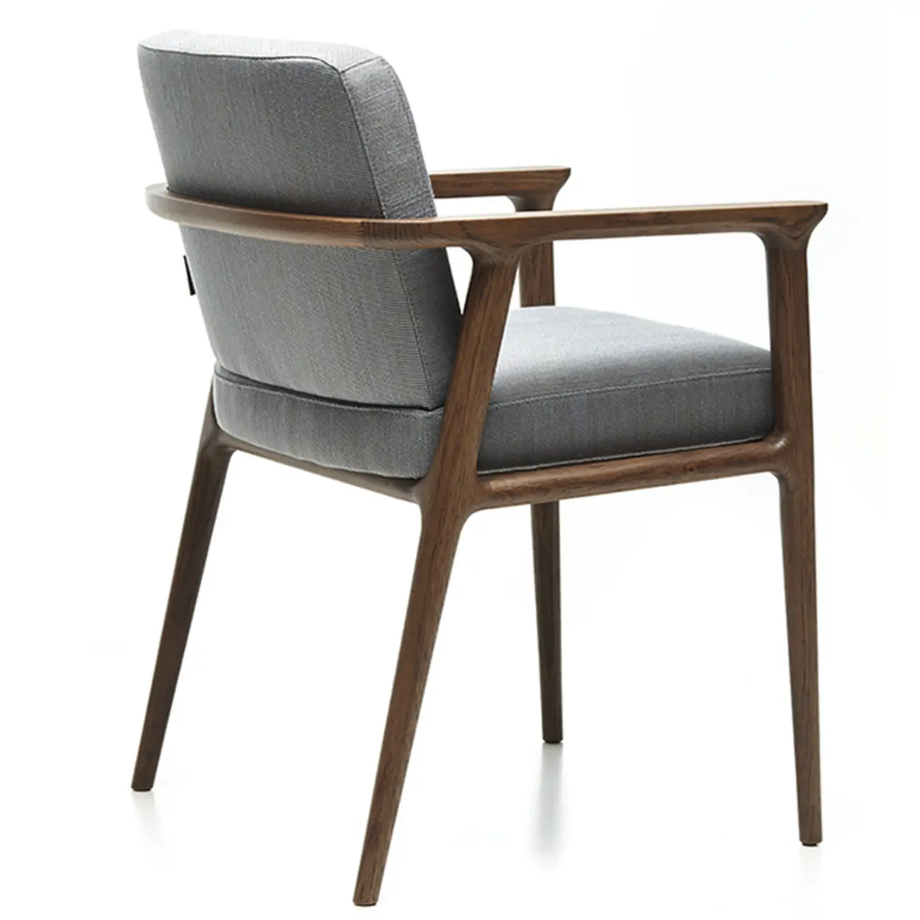 Modern Upholstered Dining Chair Square Shape with Wood Arms