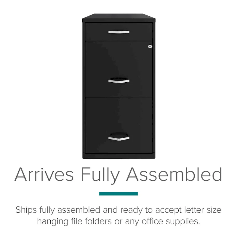 Black 3-Drawer Metal File Cabinet for 1 Person