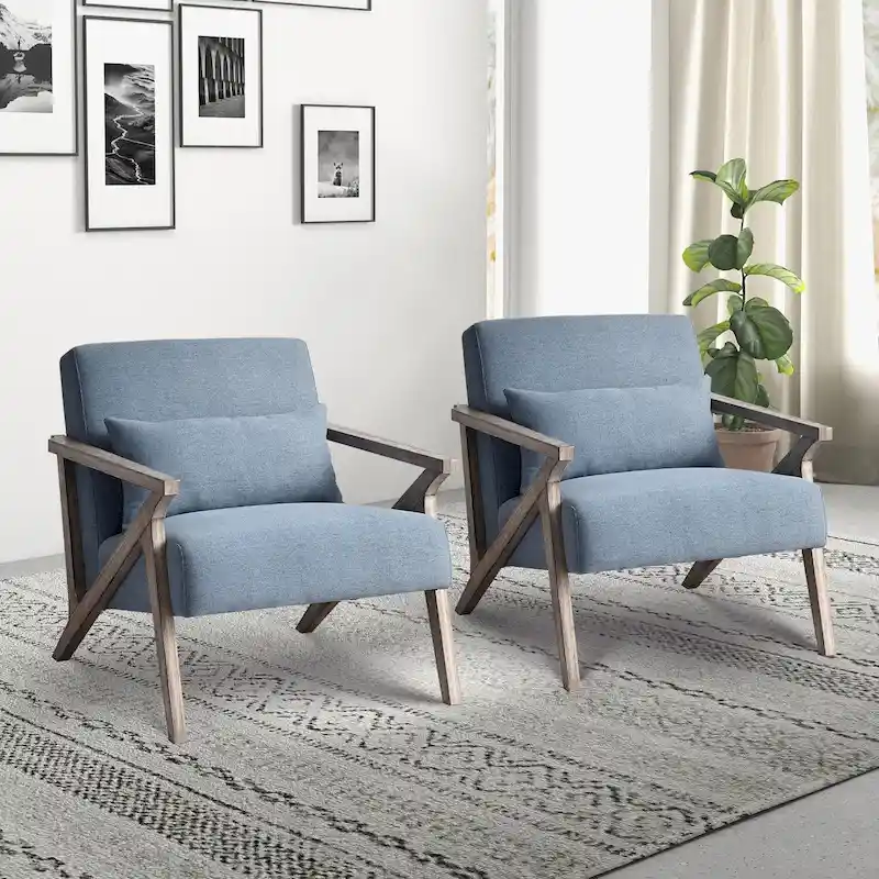 Accent Armchair Solid Hardwood Upholstered