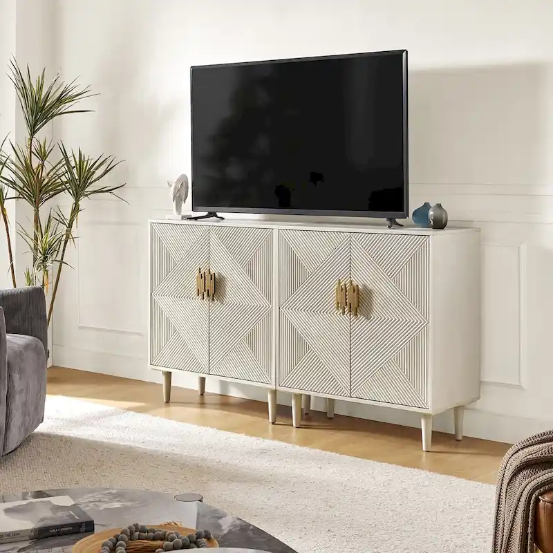 Damien Morden Storage TV Stand with Adjustable Shelves Set of 2 by