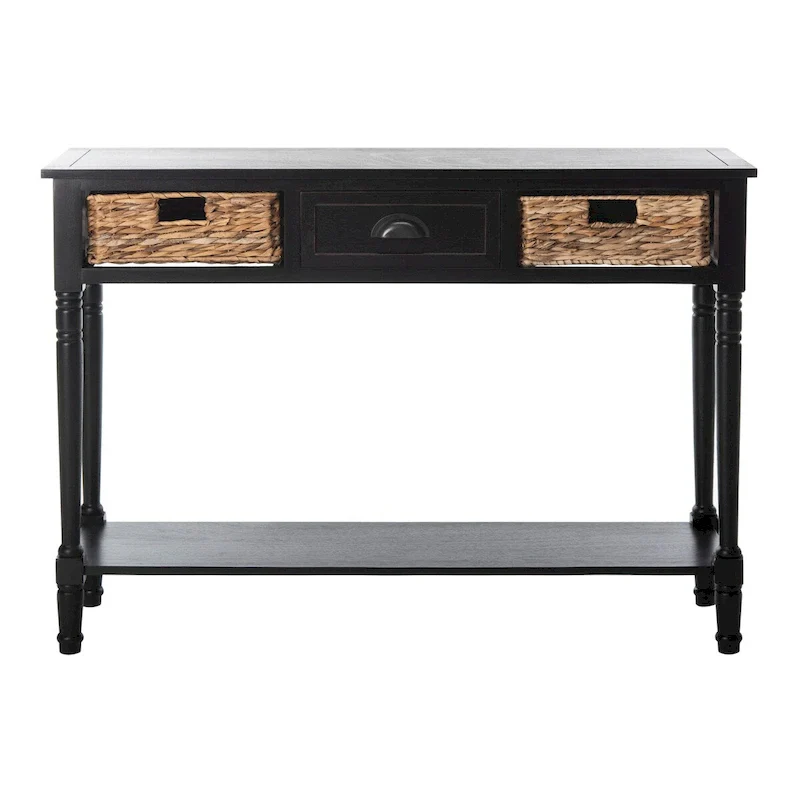 Distressed Black Console Storage Table - 44.5 x 13.4 x 31.5 - 45Wx13Dx32H
