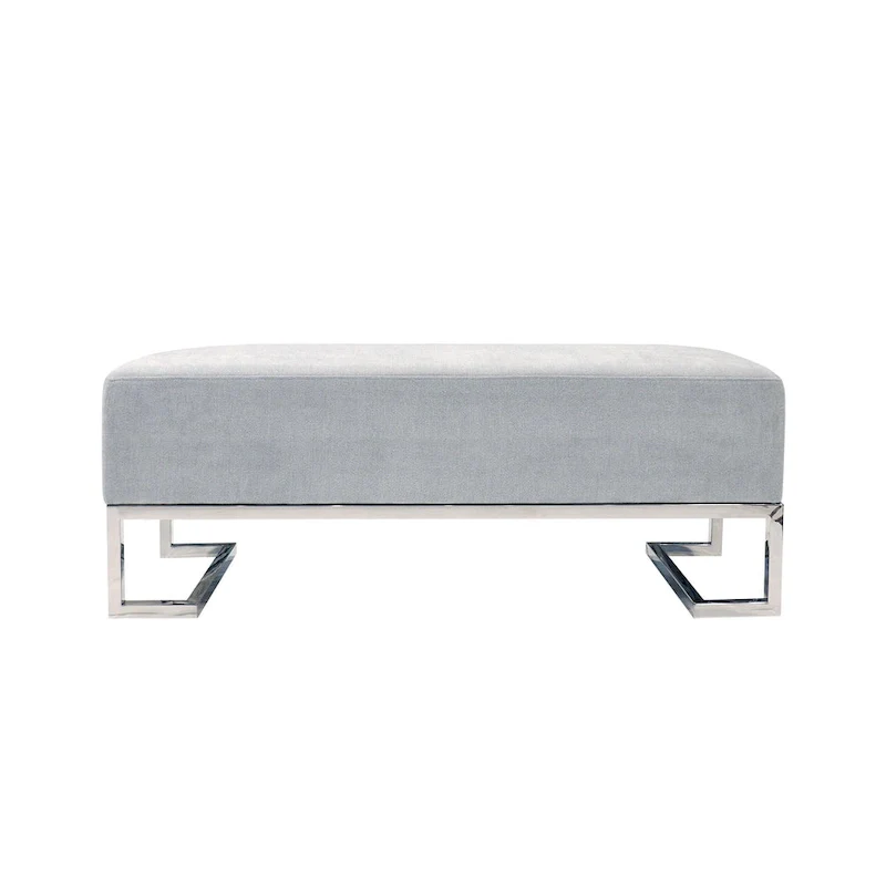 Pasargad Home Luxe Upholstered Stainless Steel Bench - W48xD16.5xH17.6
