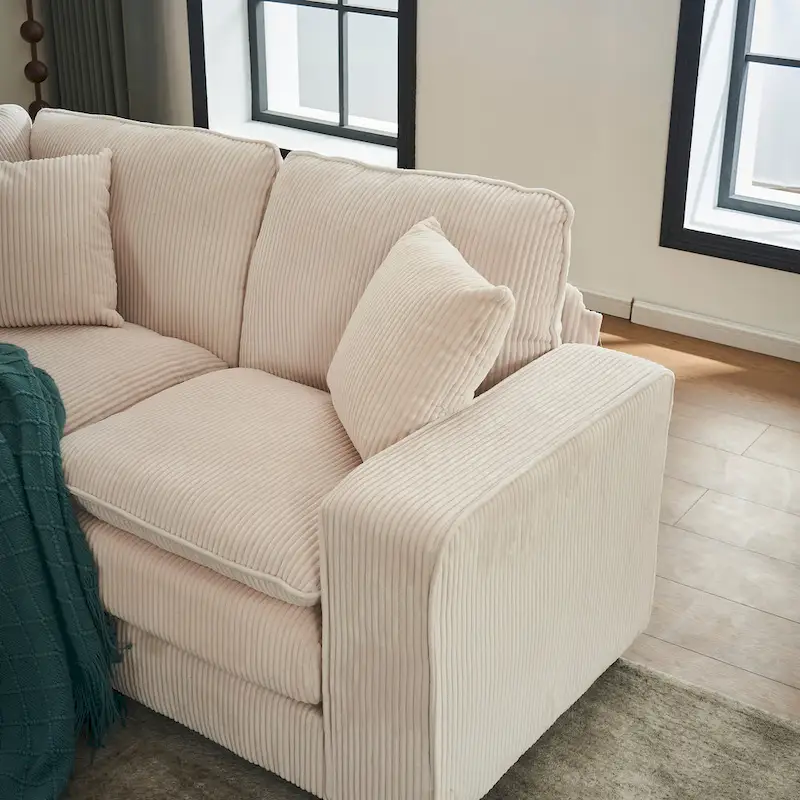 White 118.1 Luxurious U-Shaped 6-Seater Sofa