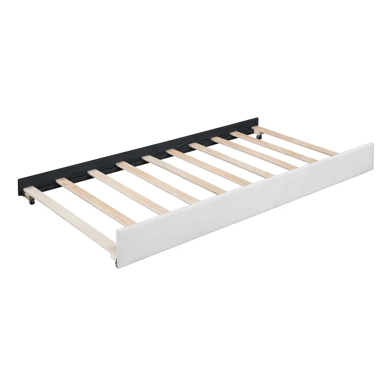 Twin Linen Daybed with Trundle and Semi-Closed Design