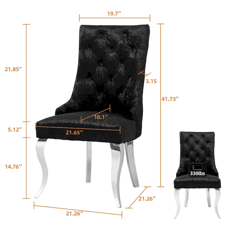 Ice Velvet Button Tufted Dining Chair High Wingback