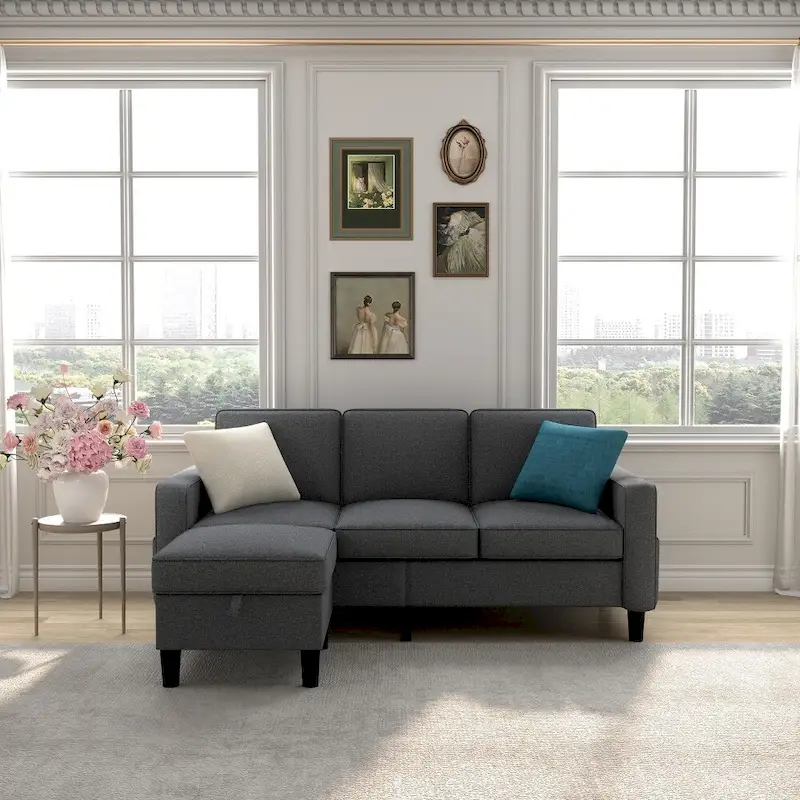 L-Shaped 3-Seater Sofa with Storage Box for the Chaise