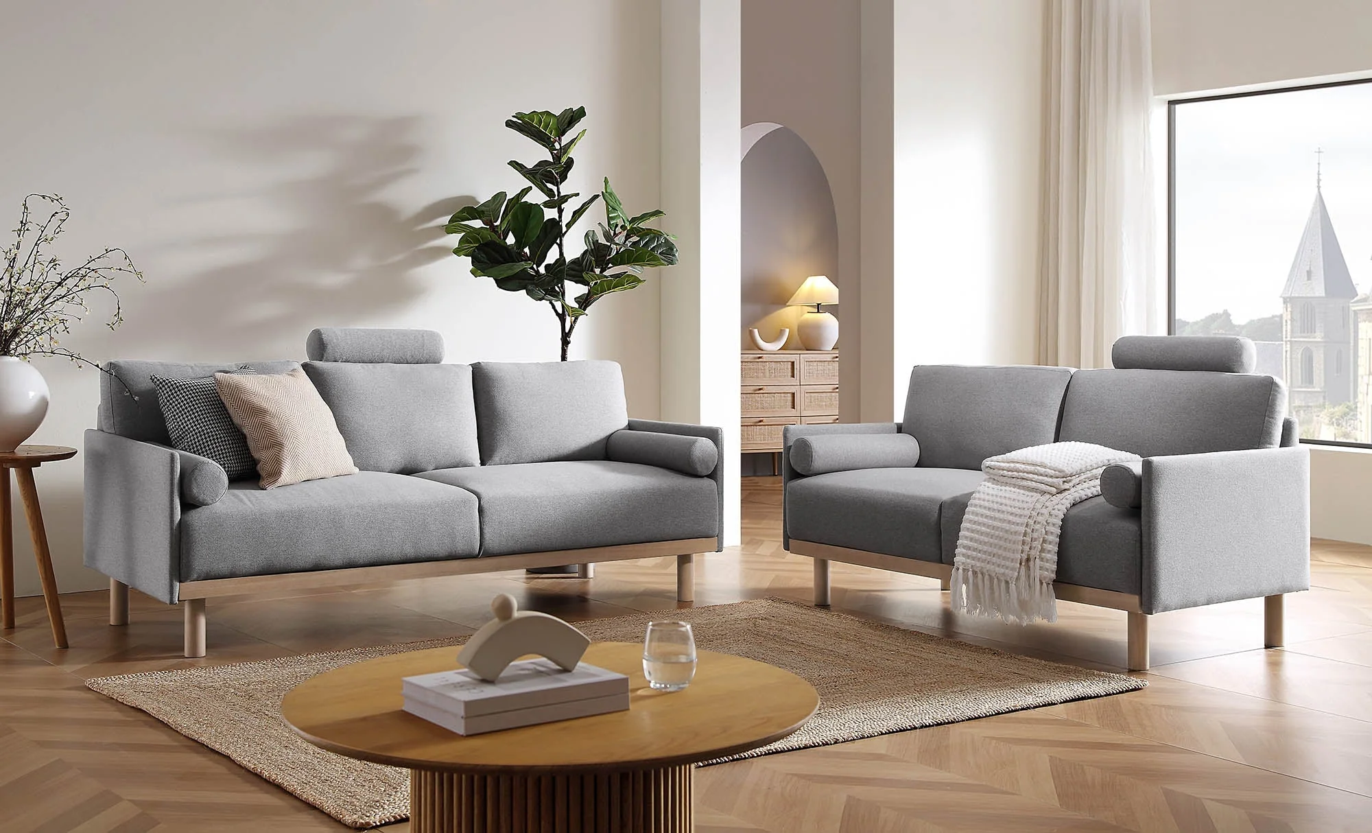 Gray Marl Fabric Sofa, 2-Seater