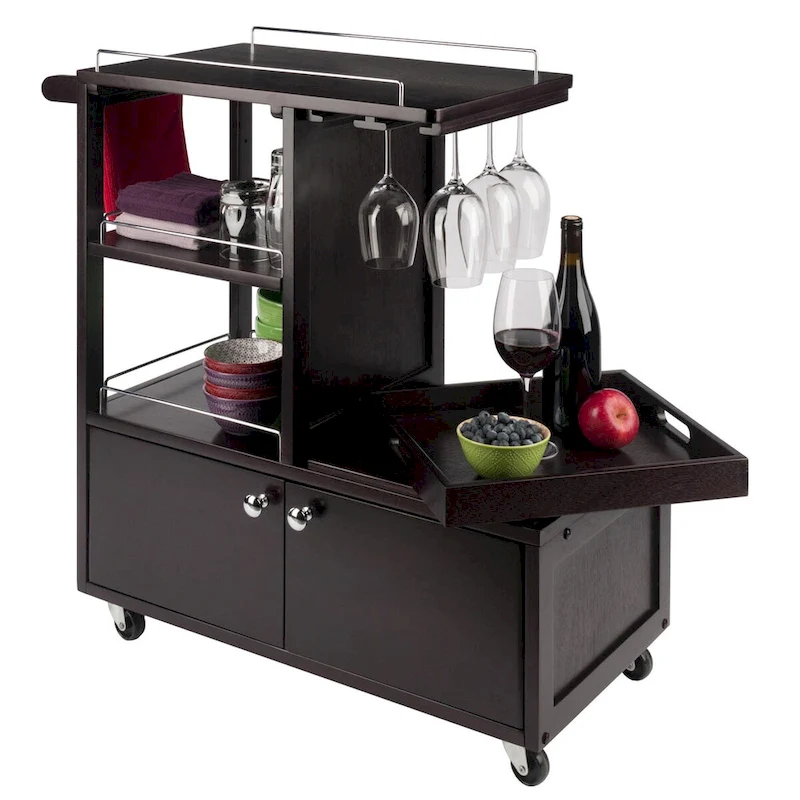 Galen Entertainment Cart, Espresso - 34.25 x 16.77 x 34.37 inches