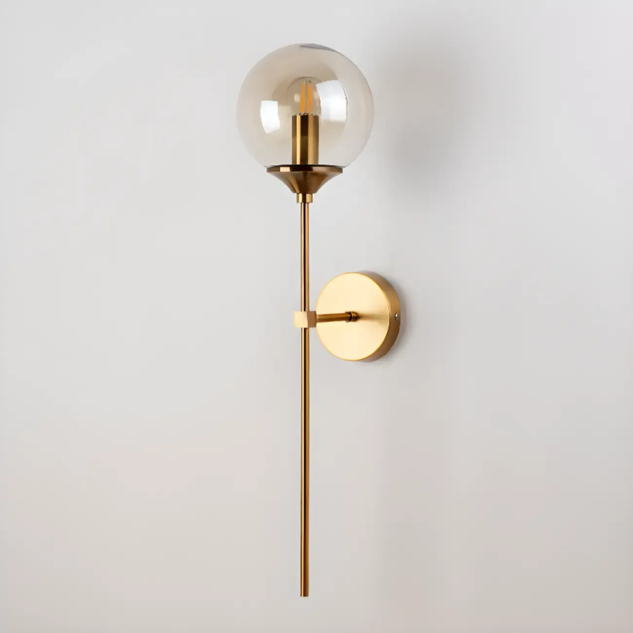 Modern Grey Glass Globe Metal Wall Sconce