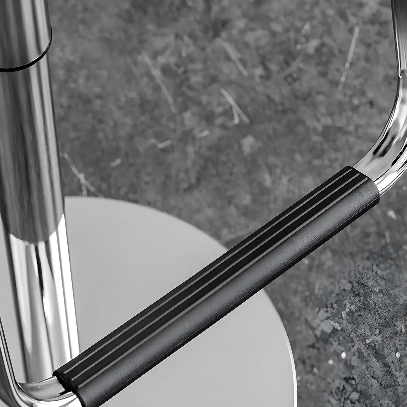 Modern Pedestal Swivel Bar Stool Adjustable Height Low Back Faux Leather