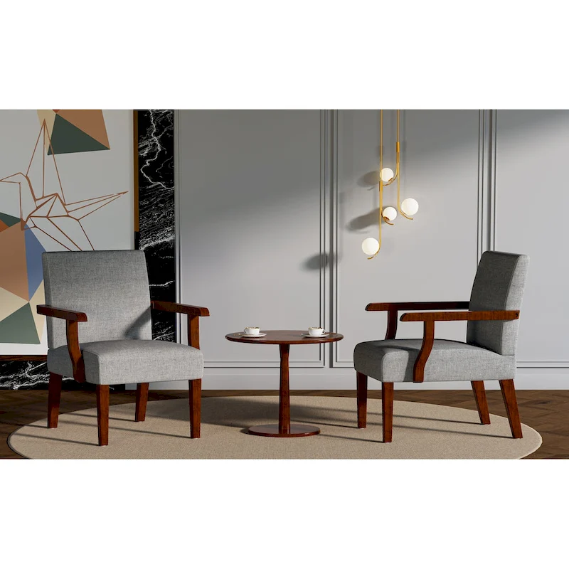 Grey 18.7 Arm Chairs with Round Table (Set of 2)