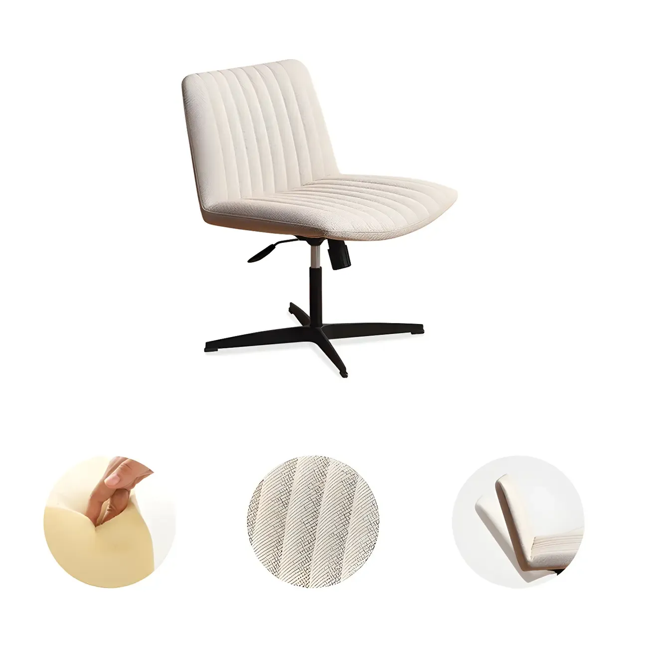 Modern Cream Leather Adjustable Swivel Side Chair