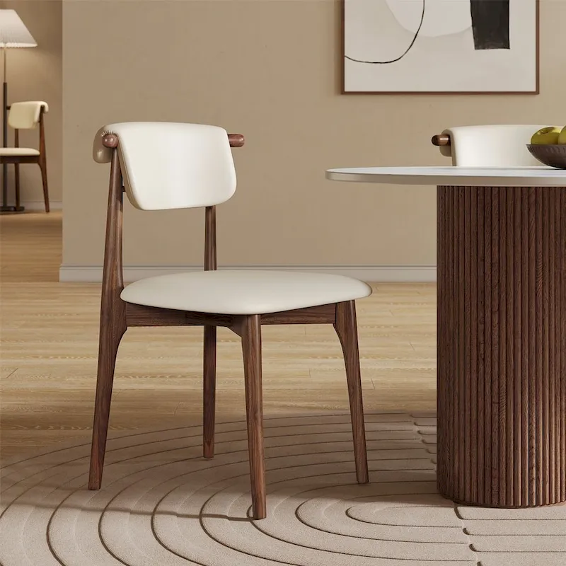 71 Modern Rectangular Dining Table with Stone Table-top, Wood Legs