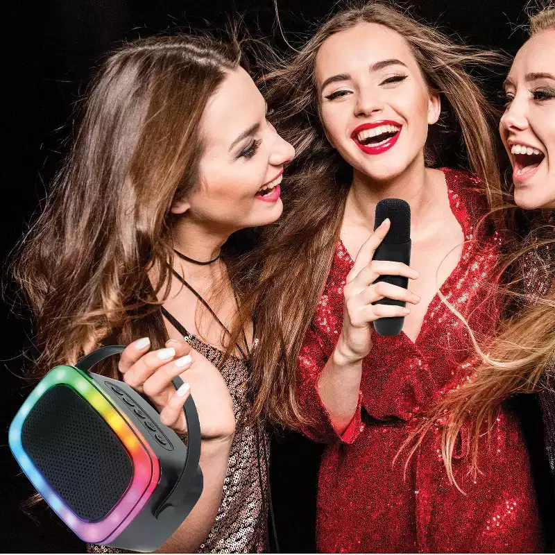 Mini Karaoke Portable Bluetooth Speaker with Wireless Microphone and RGB Light Show, IQ-908K