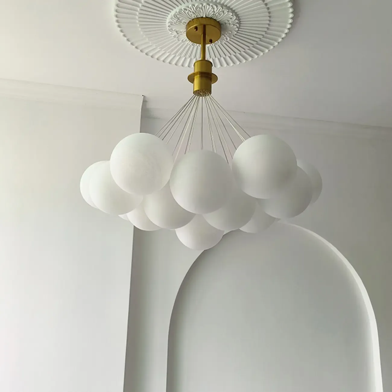 White Matte Glass Shade Multi Globe Light Chandelier