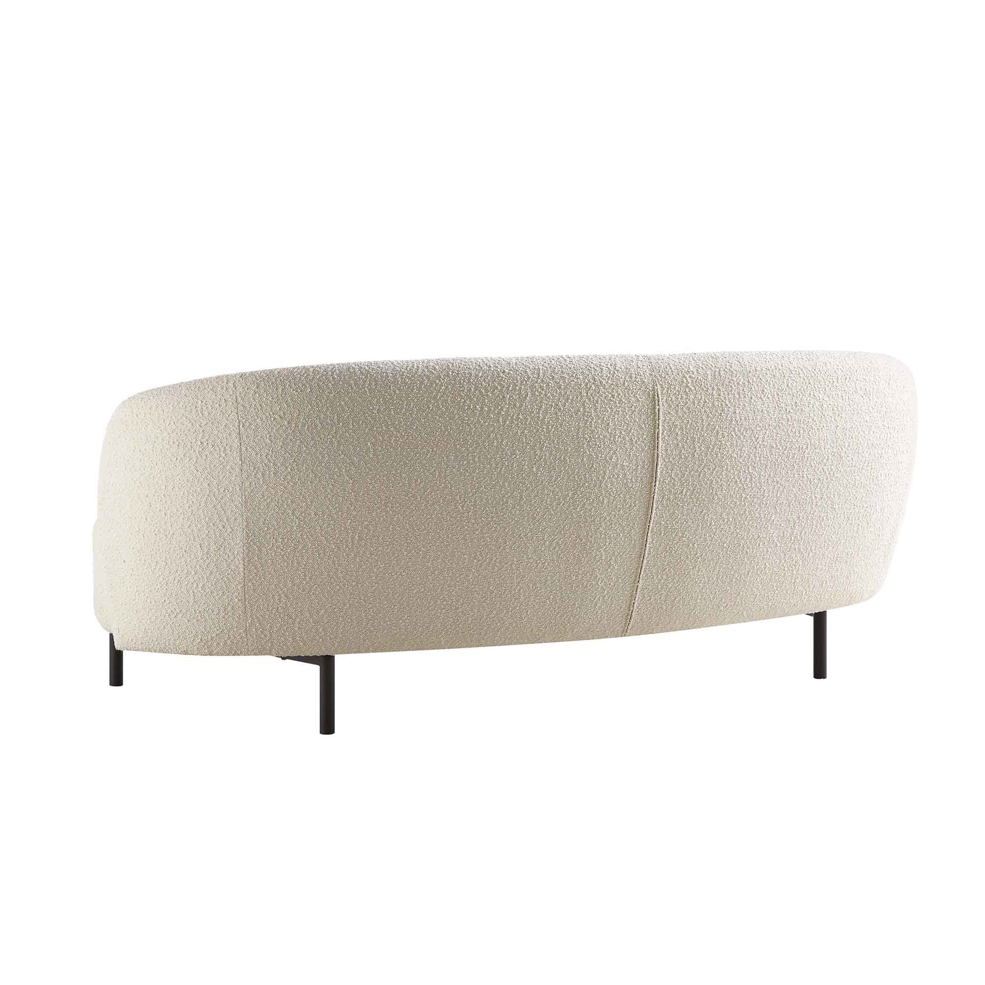 3-Seater Curved Sofa with Ball Cushions, Ecru Boucle