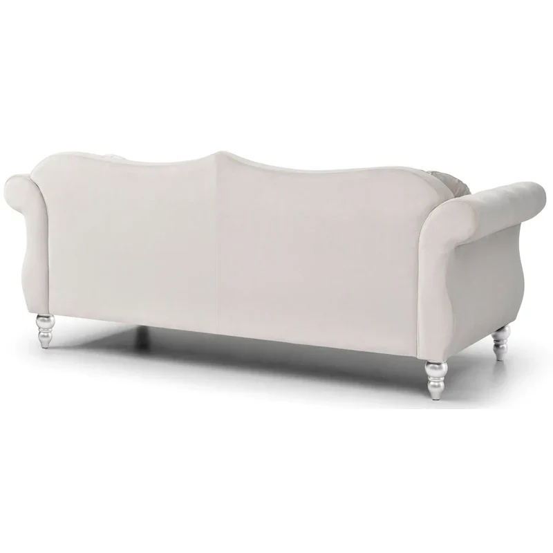 Velvet Sofa with Button Tufting and Nailhead Trim