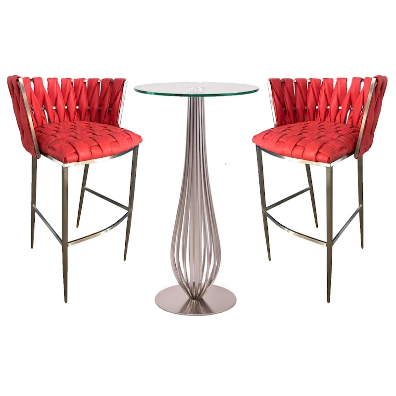 Pub Table with Bar Stools 30 Height Matching Barcelona 3Pc Set
