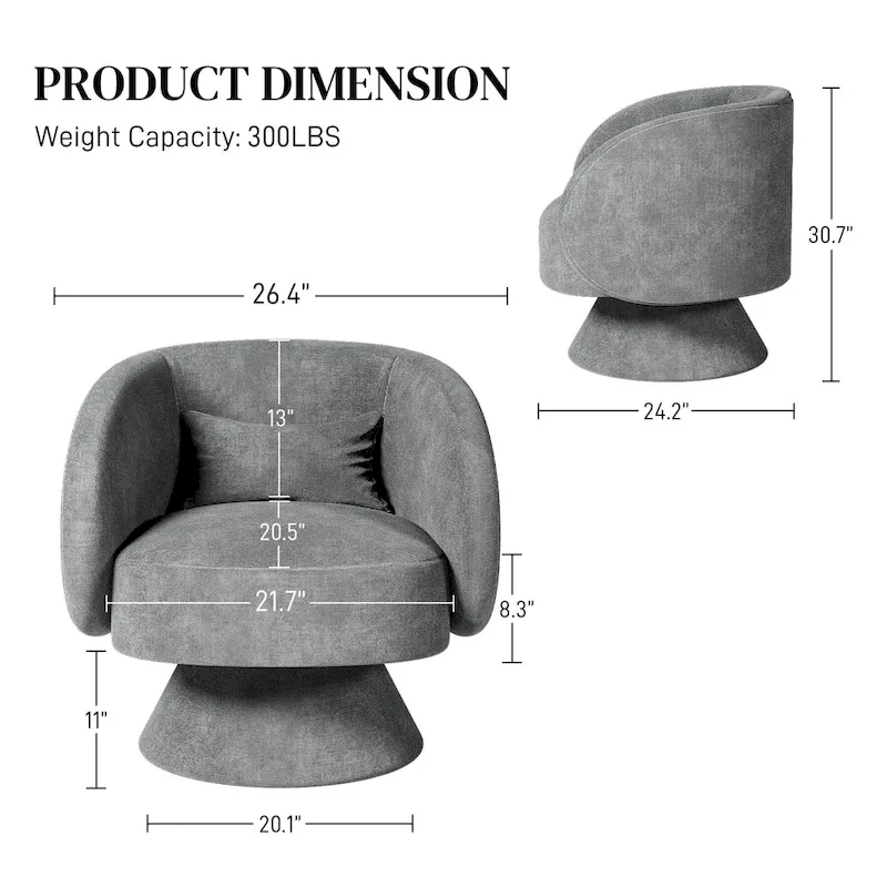 Ouyessir 360 Degree Modern Swivel Cuddle Barrel Sofa Chairs