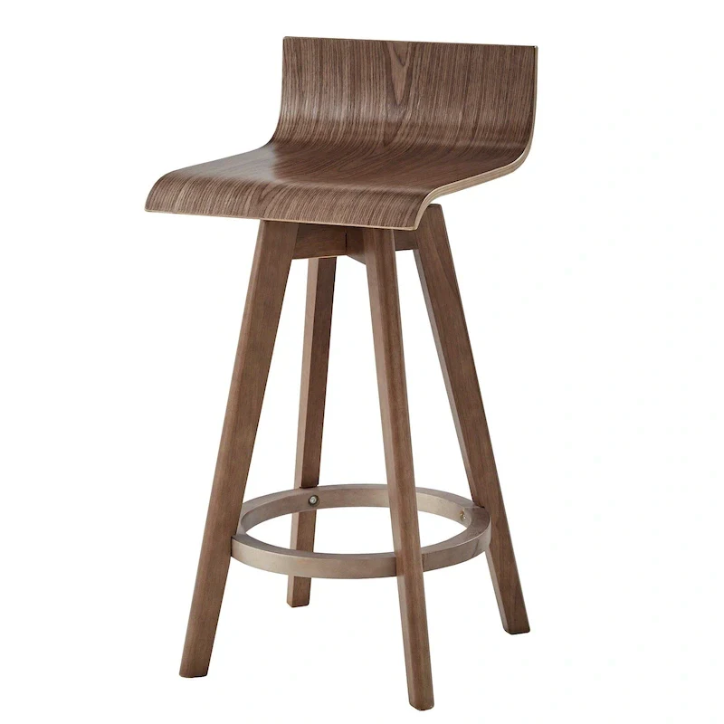 Mid-Century Modern Swivel Wood Stool