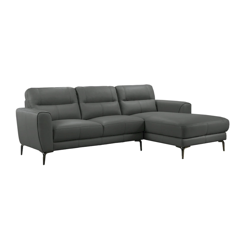 2 Piece Faux Leather Sectional Set with Metal Legs