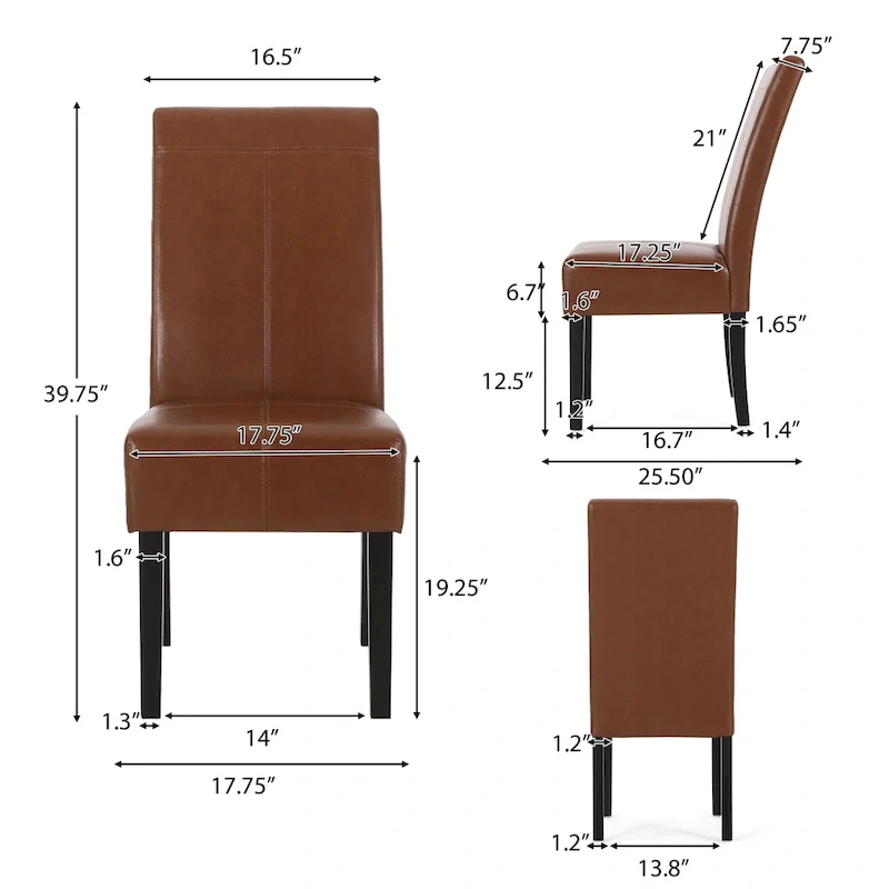 T-stitch Chocolate Brown Bonded Leather Dining Chair (Set of 4) by