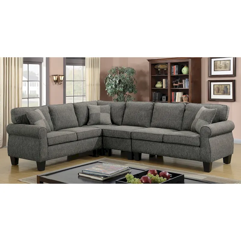 Dark Grey / Light Grey L-Shaped Sectional Sofa, Seats 5