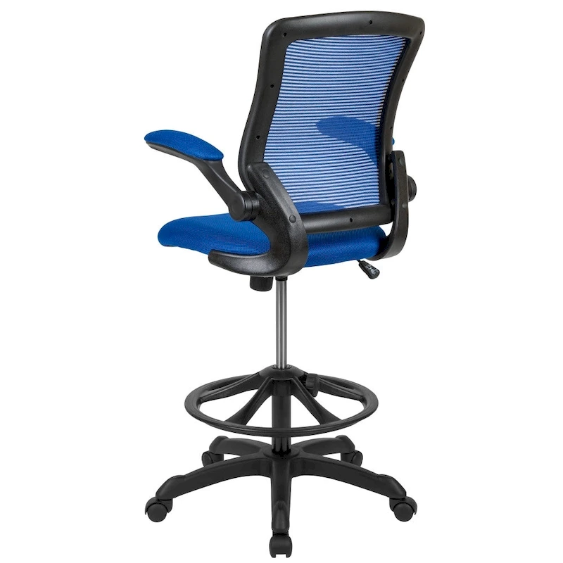 Mid-Back Mesh Ergonomic Drafting Chair with Foot Ring and Flip-Up Arms