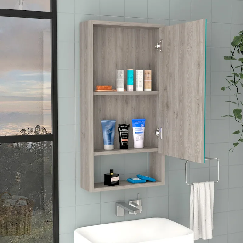 Medicine Cabinet Irvine, One External Shelf, White Finish,High quality and durable
