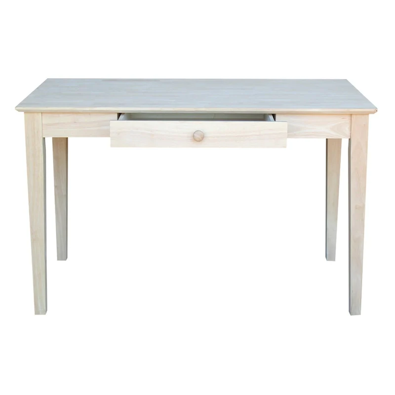Solid Parawood Writing Desk with Drawer – Unfinished / Espresso / Beach White / Washed Gray Taupe