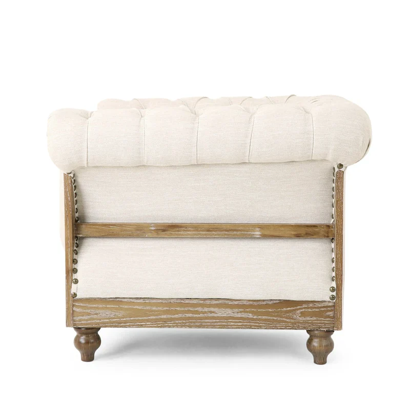Button Tufted Club Chair with Nailhead Trim