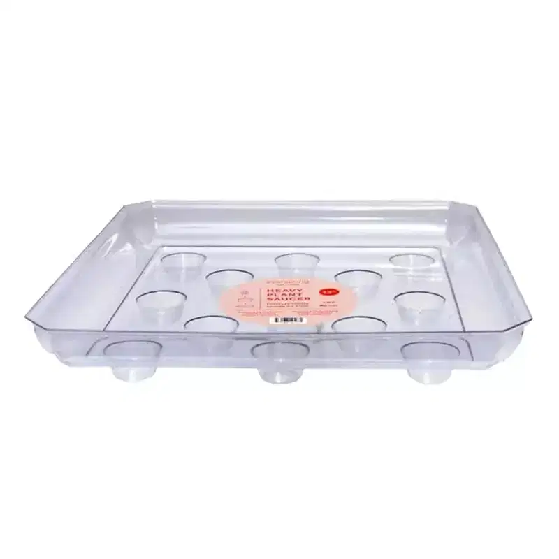 Curtis Wagner Plastics Heavy Duty Clear Carpet Saver Square Plant Saucer, 12in