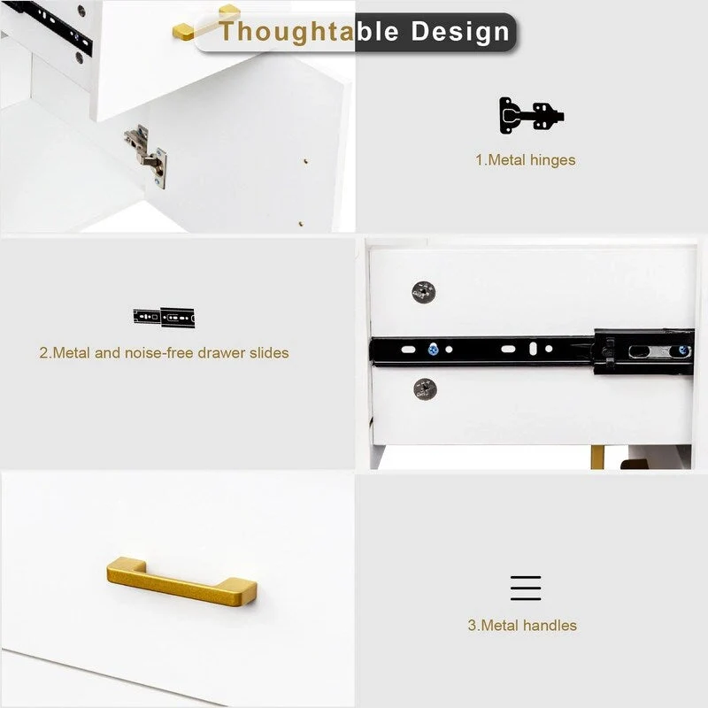 38.19  W Particle Board Computer Desk Manicure Table with 2 Drawers and 1 Cabinet