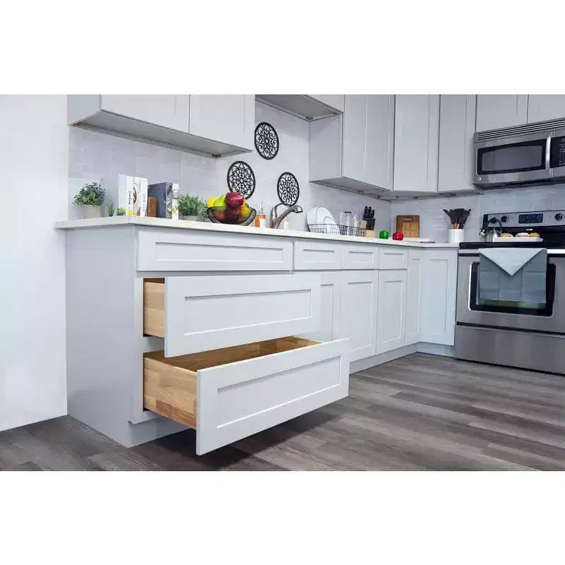 CASAINC 18 in. W x 24 in. D x 34.5 in. H Base Kitchen Cabinet with 3 Soft-Close Drawers  RTA Plywood Cabinets