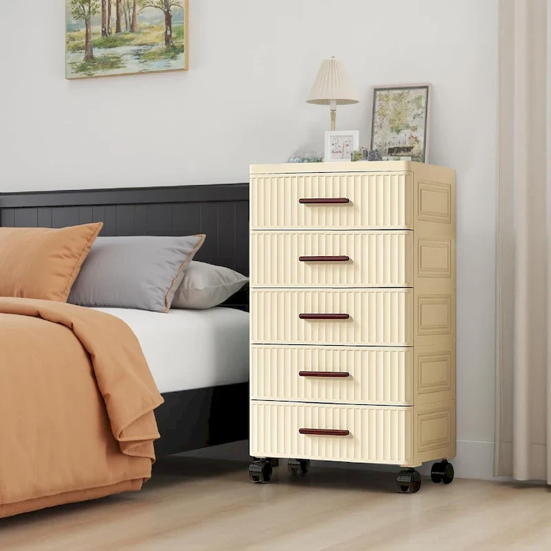 White Plastic Rolling Drawer Storage Cabinet – 4 or 5 Layers, Single Use