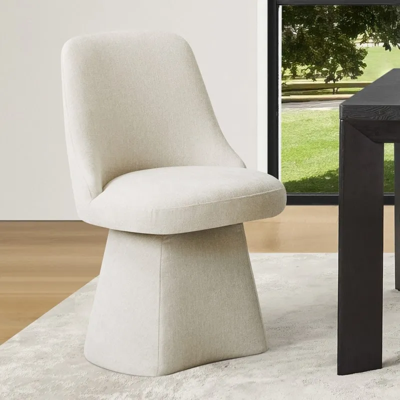 Linen/Moss Green/Khaki 360° Swivel Armless Linen Dining Chair, 1-Person