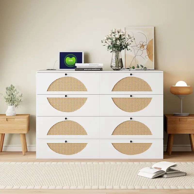 White Full Size Murphy Bed with Large Drawer, USB Ports, and Outlets