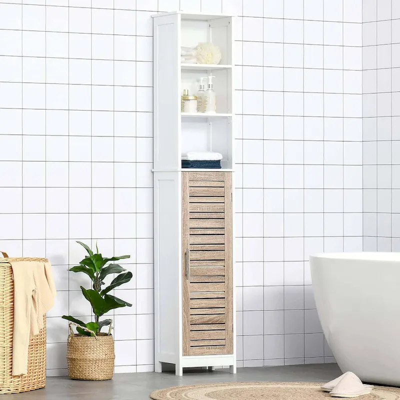 Stockholm Tall Bathroom Storage Cabinet Slim Linen Tower - 13 7/8 L x 10.4 W x 68 H