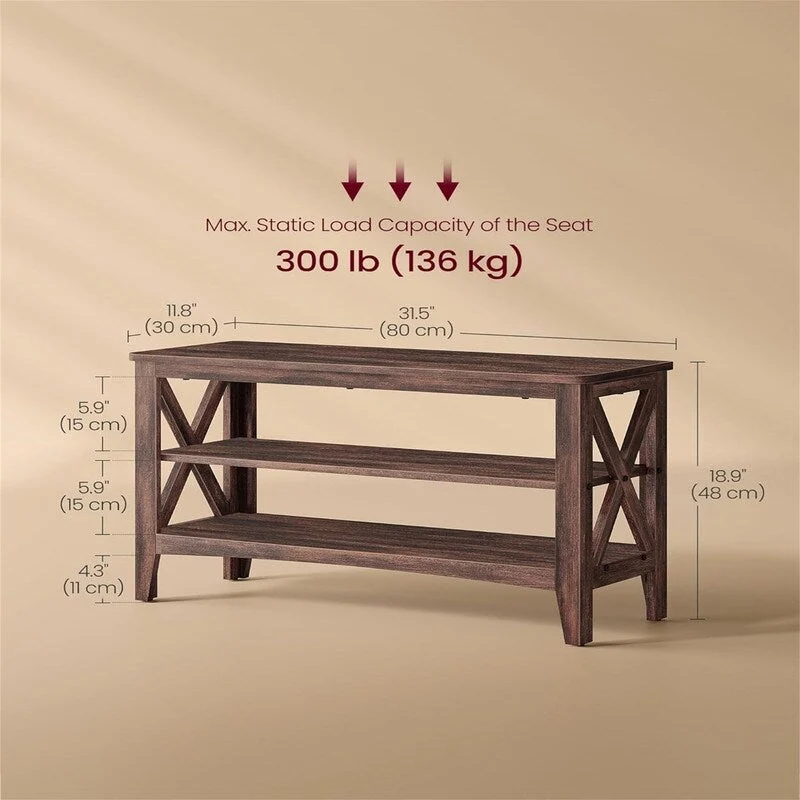 2-Tier Shoe Rack - 11.8D x 31.5W x 18.9H