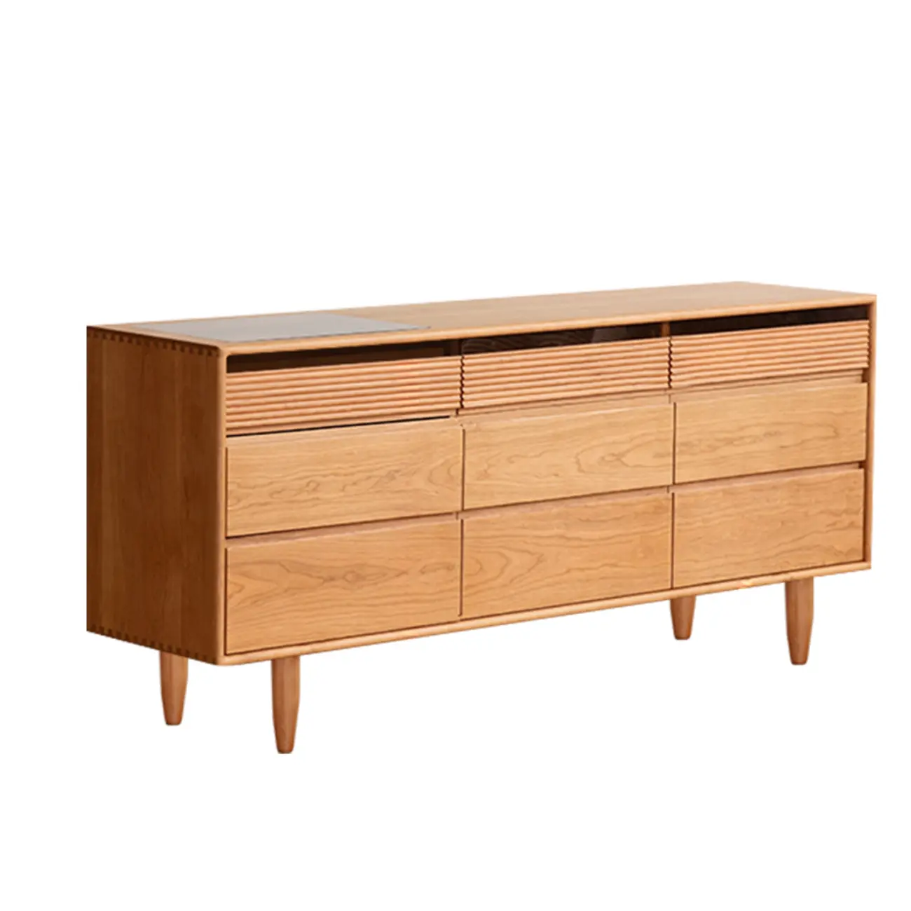 3 Tiers Traditional Natural Double Dresser with Gold Handles