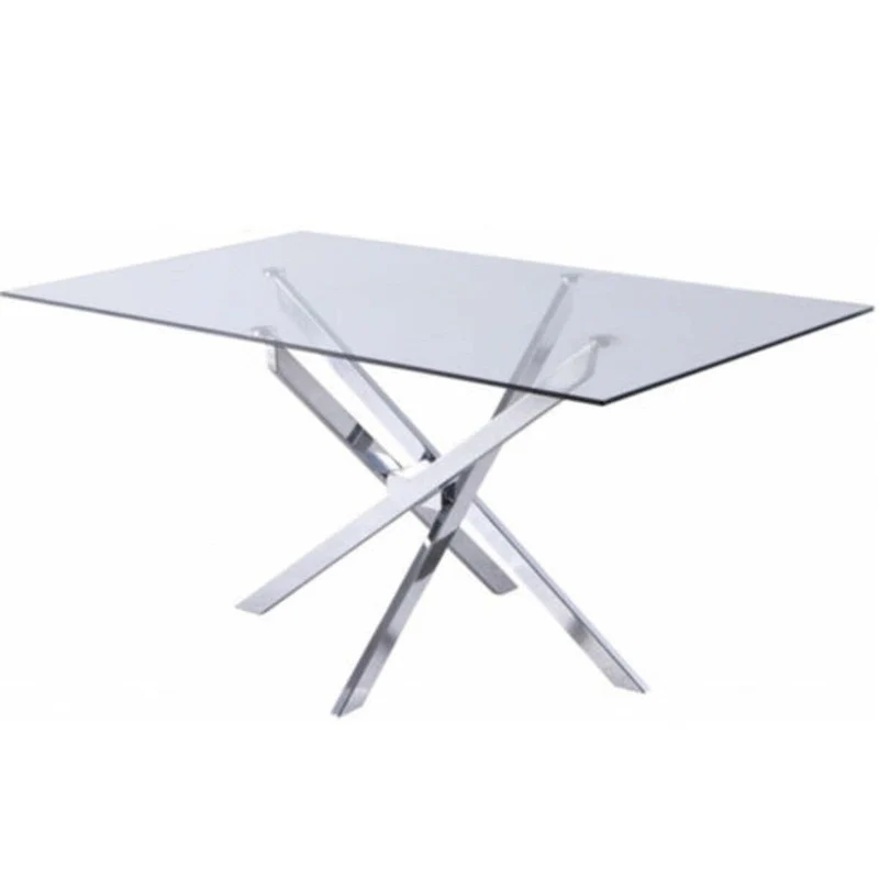 Gold / Silver Star Base Rectangle Glass Dining Table – Seats 4
