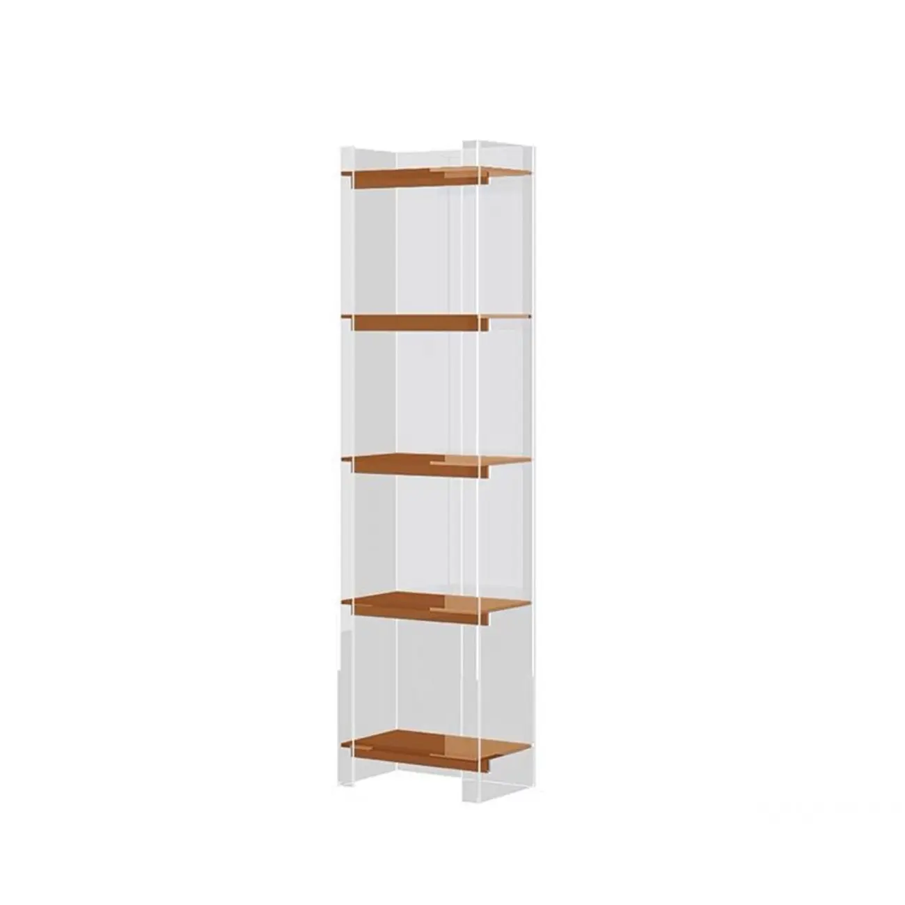 Minimalism Clear Acrylic 4-Tier Vertical Narrow Bookcase