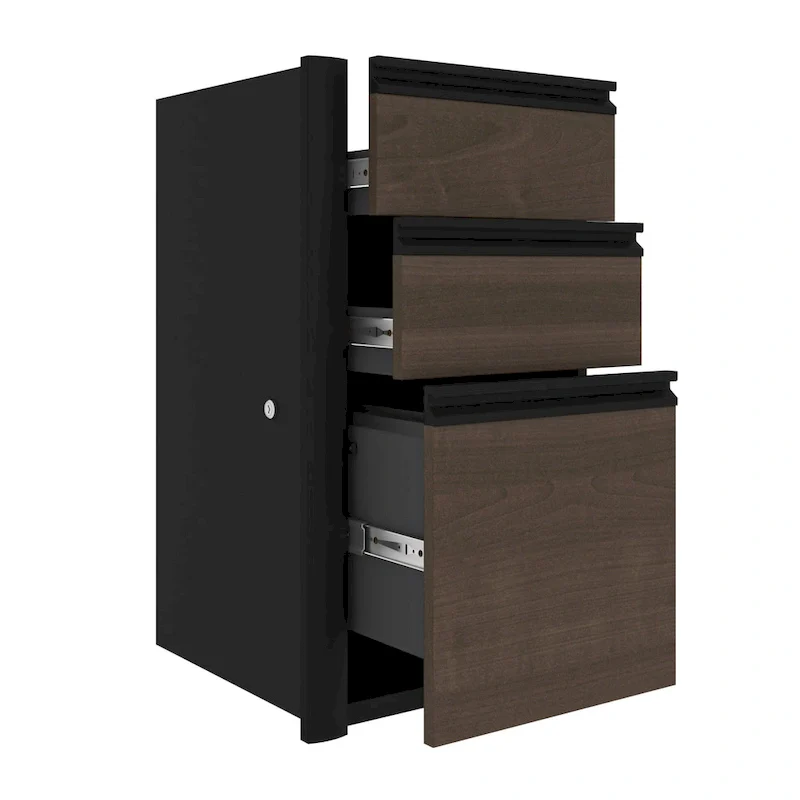 16W 3-Drawer Office Pedestal with File Drawer, Lock & Ball-Bearing Slides