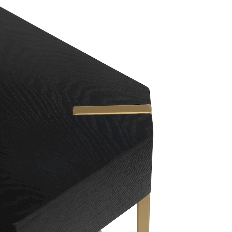 Black Wood and Gold Metal Console and Entry Table - 30.25 H x 42 W